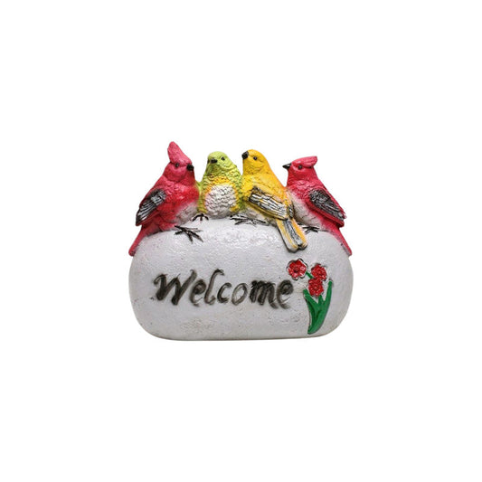 Welcome Bird Statue Decorative Showpiece Figurines for Home Decoration Drawing Room | Living Room| Kids Room, (Color- Multicolor, 4 Birds)