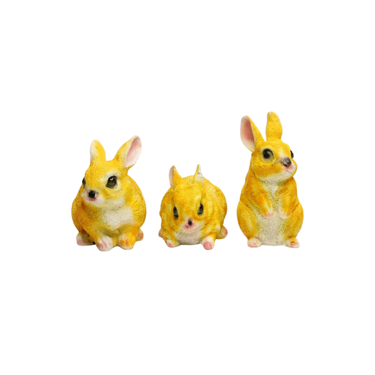 Wonderland (set of 3 ) brown 4 inch height color set of rabbit | bunny resin garden décor