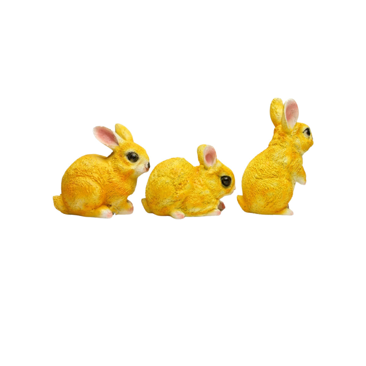 Wonderland (set of 3 ) brown 4 inch height color set of rabbit | bunny resin garden décor