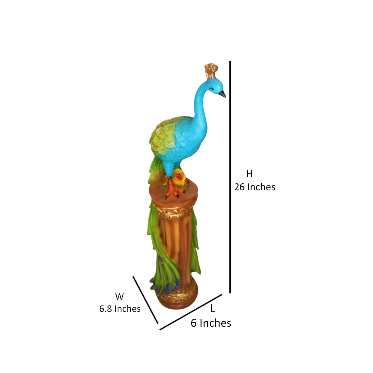 Wonderland resin peacock on pole| home décor and gift items