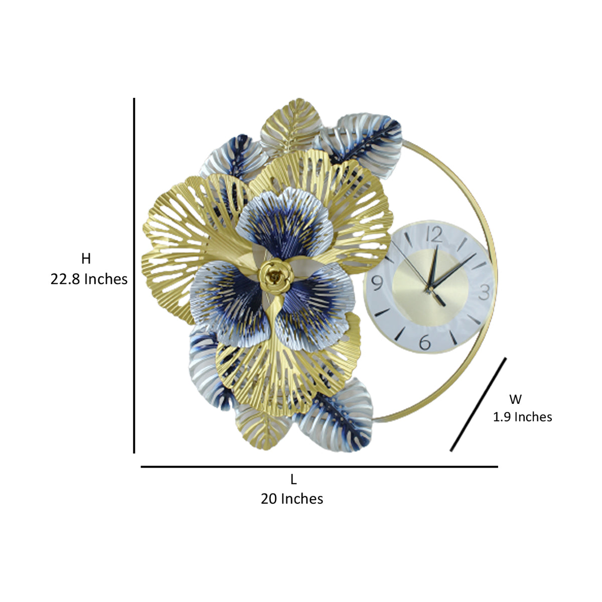 Luxury Floral Wall Clock, wall art for home décor, living room decoration, office