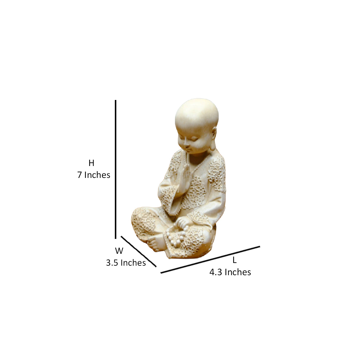 Wonderland  6.5 inches height Baby monk in prayer position| resin monk statue| zen buddha statue