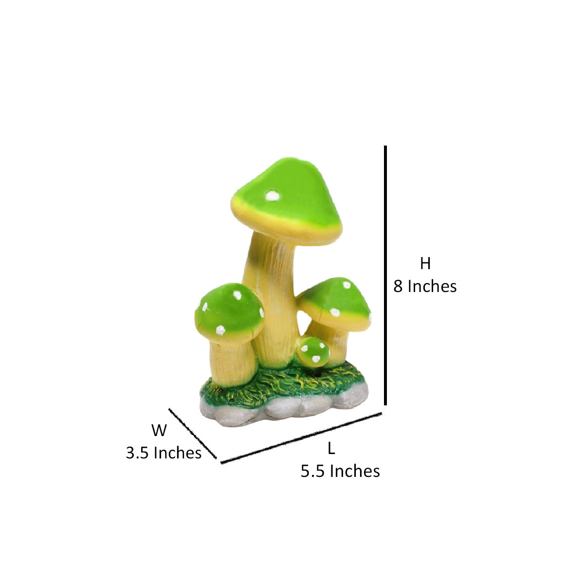 Wonderland resin mushroom garden décor in green | garden statue |Resin mushroom figurine|Fairy garden mushroom