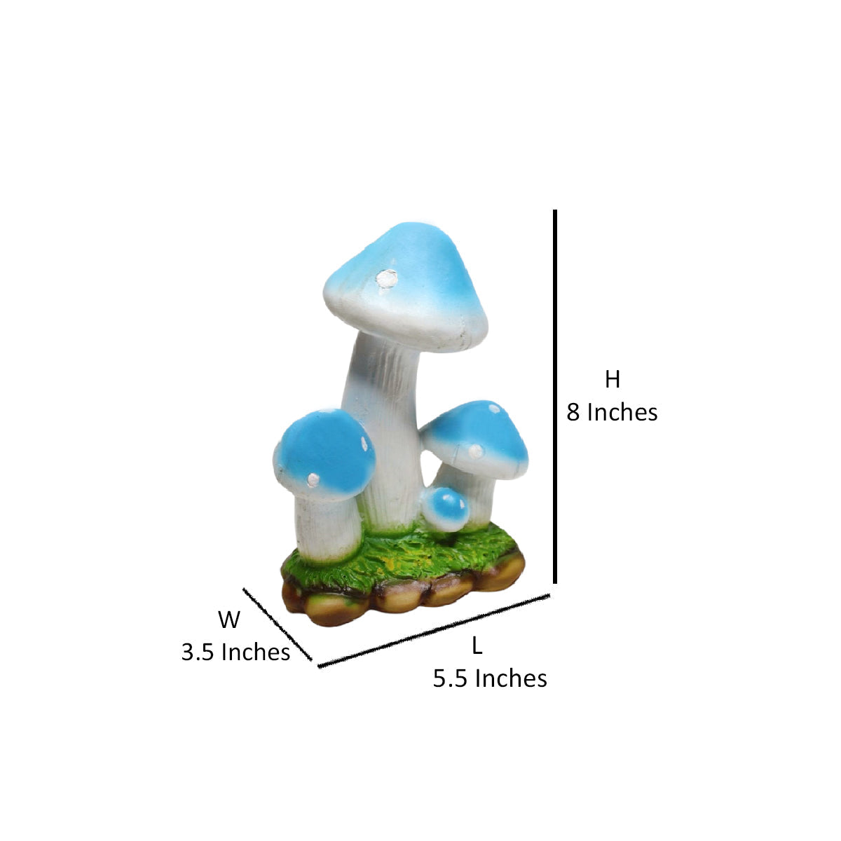 Wonderland resin mushroom garden décor in blue | garden statue |Resin mushroom statue|Decorative garden mushroom