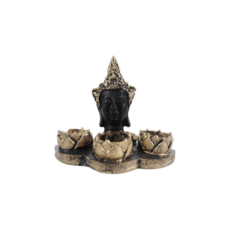 Our Green Window Buddha Idol Statue Showpiece With (Golden )Candle Holder for Living Room Home Décor and