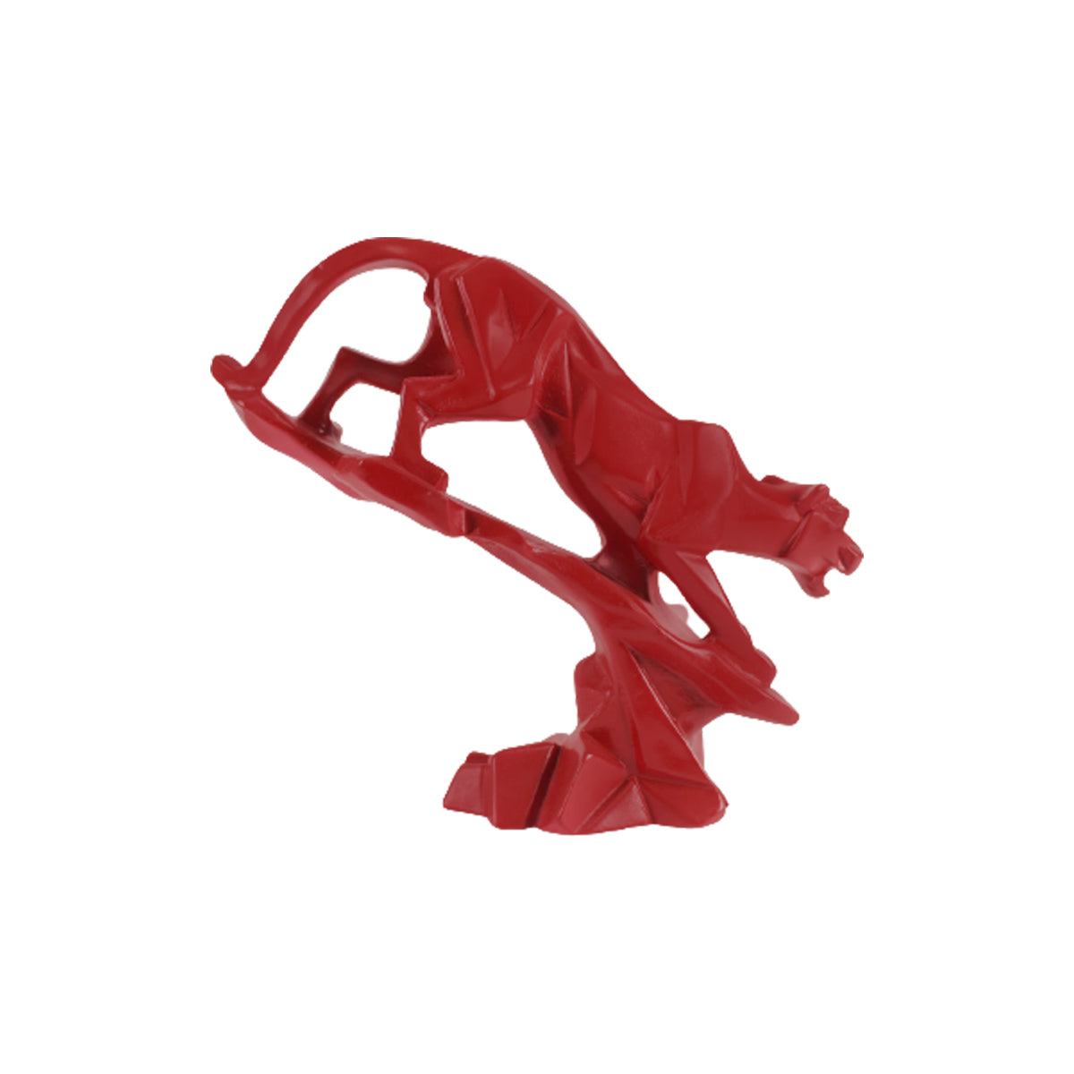 Wonderland Red Panther Jaguar Statue Showpiece Modern Geometrical Abstract Leopard Resin Animal Sculptures for Home Décor Living Room Gift Item