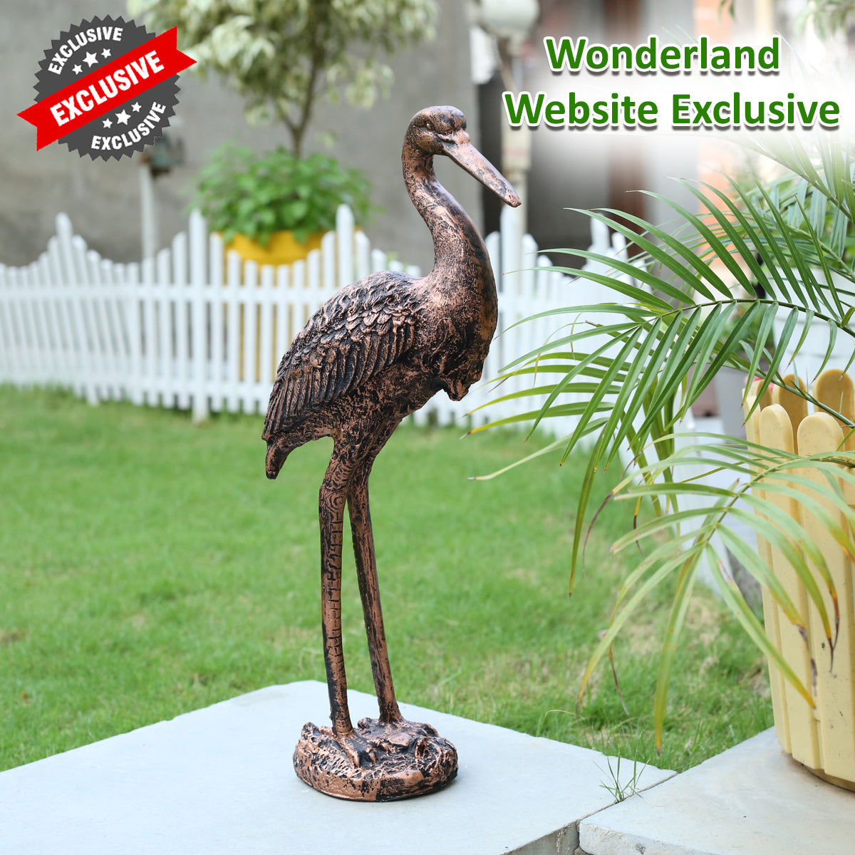 Graceful 18-Inch Polyresin Crane Statue: Enhance Indoor and Outdoor Spaces with Elegance