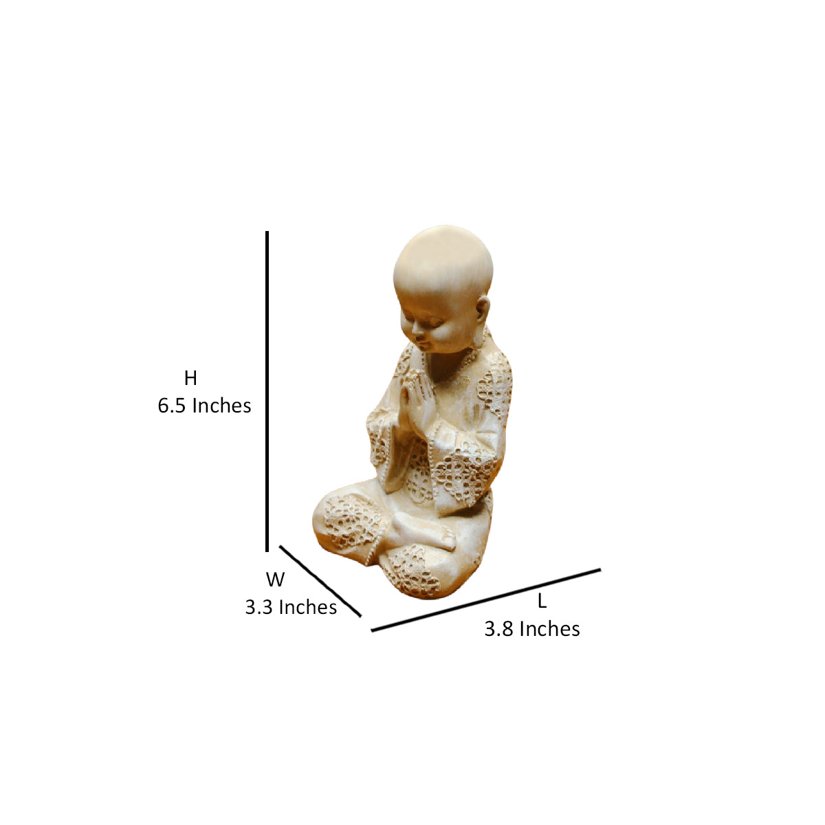 Wonderland 6.5 inches height Baby monk in namaste position | resin indoor and  outdoor decoration item