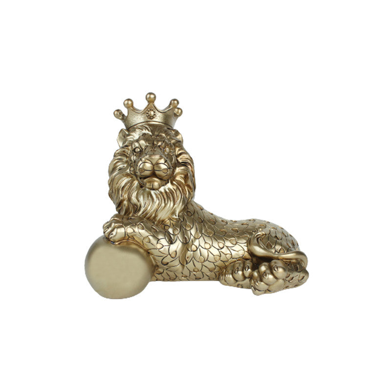 Lion King with Ball statue for luck, showpiece for home decor, living room center piece