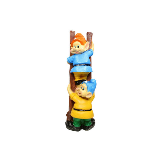 Wonderland  Resin Funny 2 Gnomes on Ladder Santa Idol, Standard (Style 01)