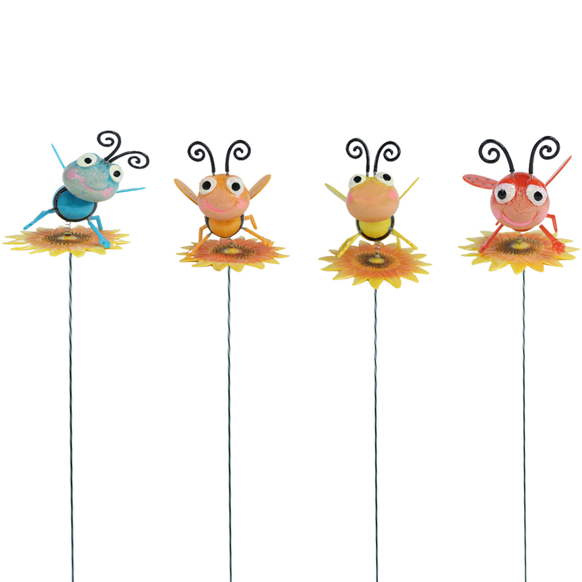 (Set of 4) Bee on sunflower Garden Stakes/Sticks