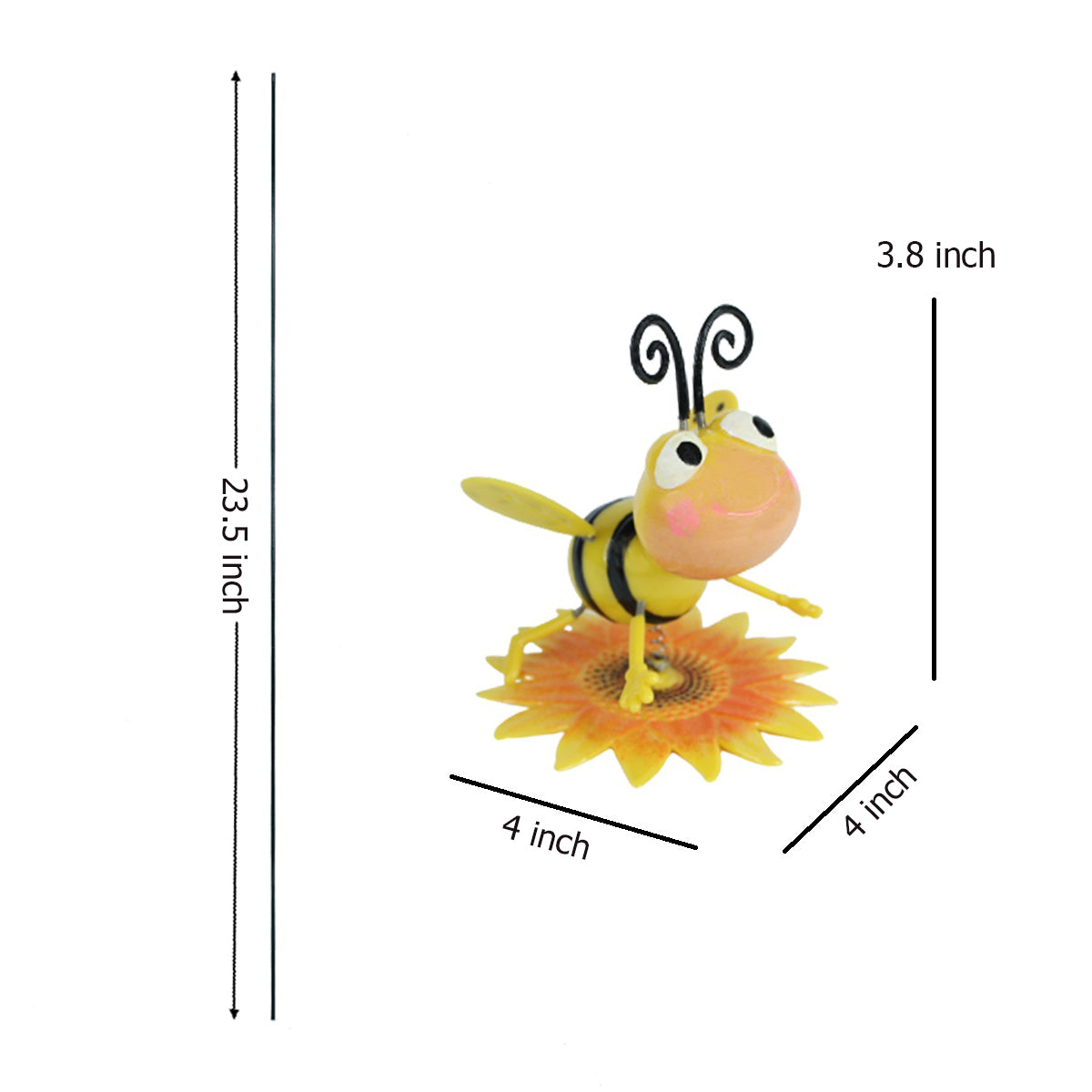 (Set of 4) Bee on sunflower Garden Stakes/Sticks