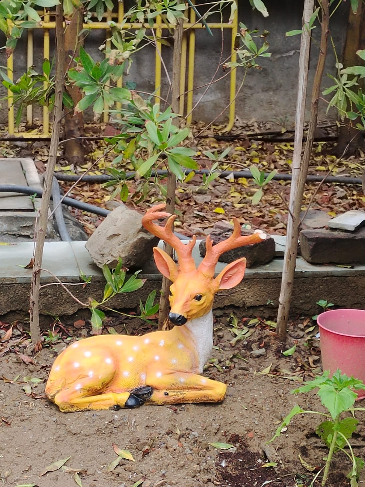 Deer with Horns Sitting for Balcony and Garden Decoration