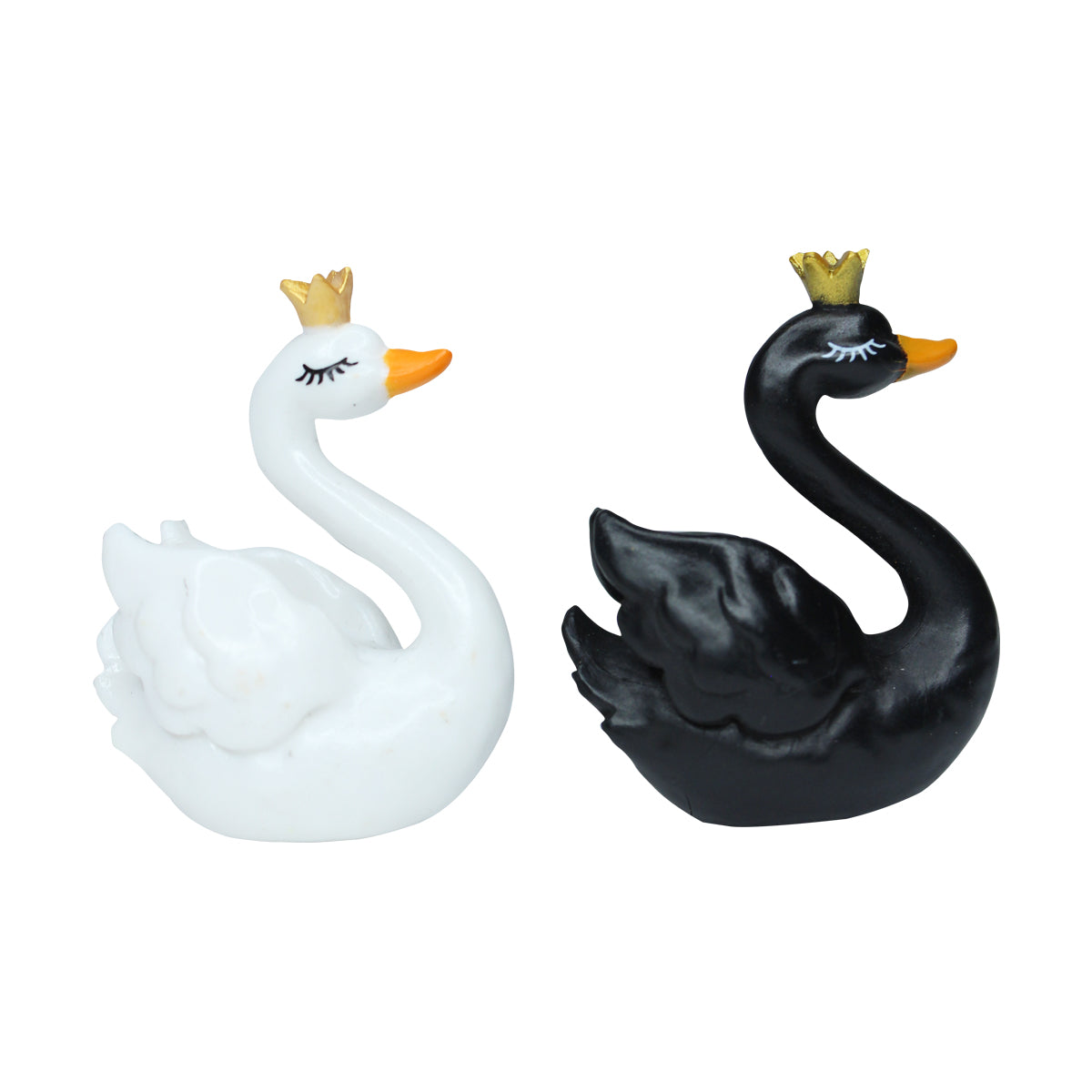 Miniature Toys : (Set of 2) Black & White Swans