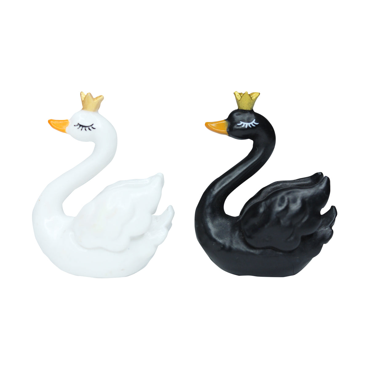 Miniature Toys : (Set of 2) Black & White Swans