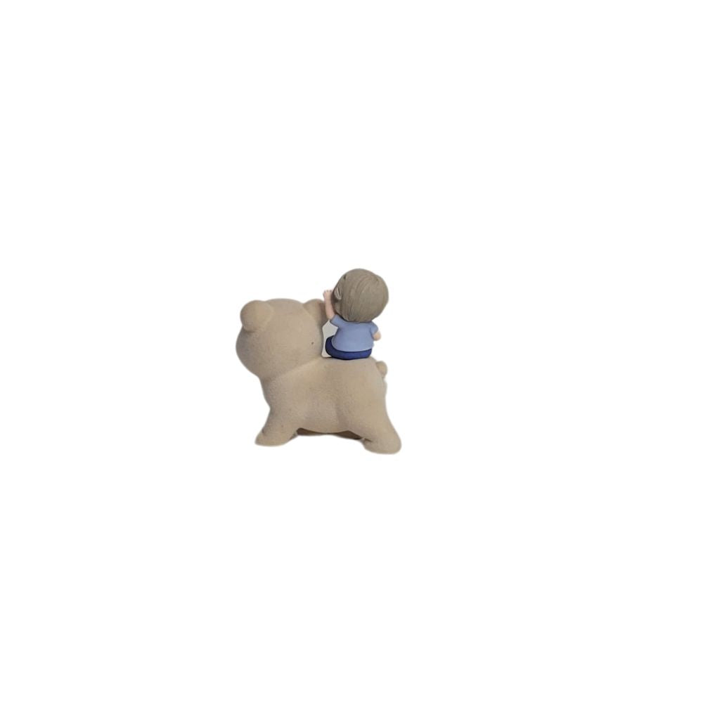 Wonderland  Imported Resin Sitting Baby Boy Sitting on Bear (Blue) | Shelf Décor | Miniature Figurine| Shelf Décor | Resin Home décor | Gift Items