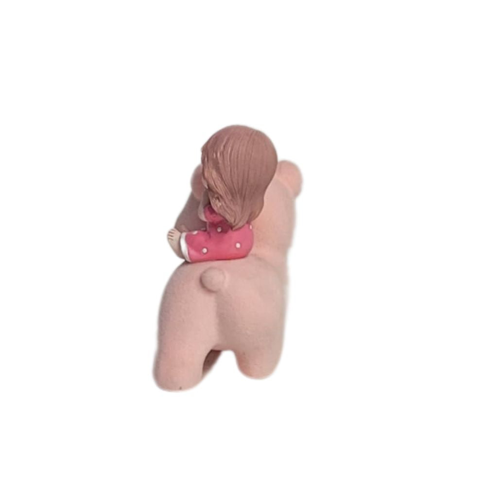 Wonderland  Imported Resin Sitting Baby Girl Sitting on Bear (Pink) | Shelf Décor | Miniature Figurine| Shelf Décor | Resin Home décor | Gift Items