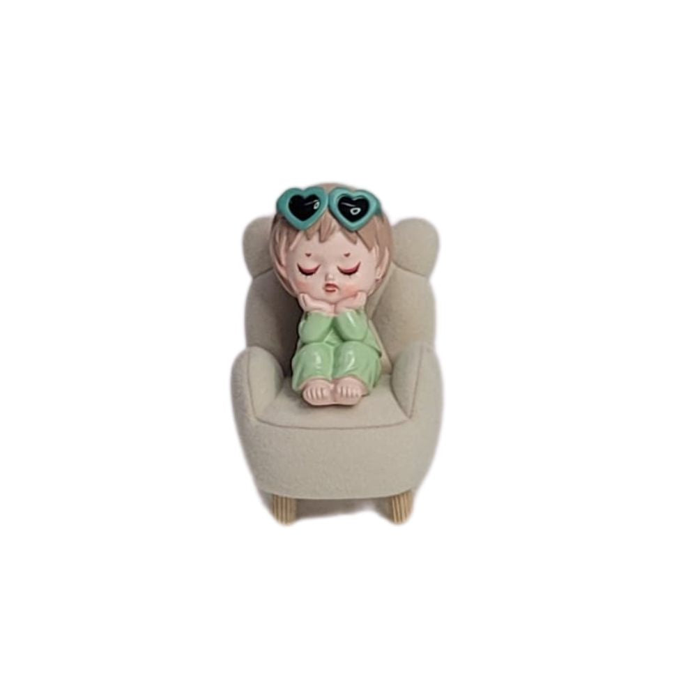 Wonderland Imported Resin Green Girl on Sofa | Shelf Décor | Miniature Figurine| Shelf Décor | Resin Home décor | Gift Items