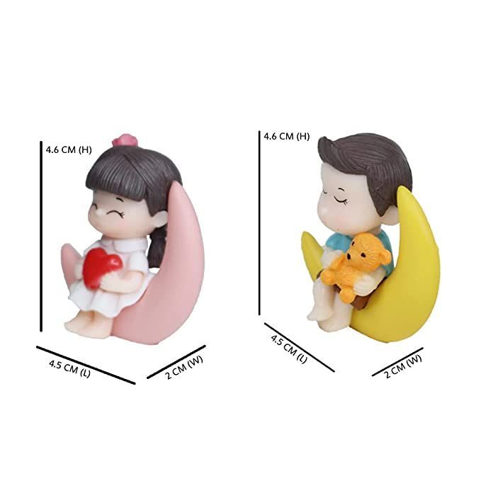 Dolls on The Moon Cute Couple Garden Miniature (Pink & Yellow) 2 Pc/Set