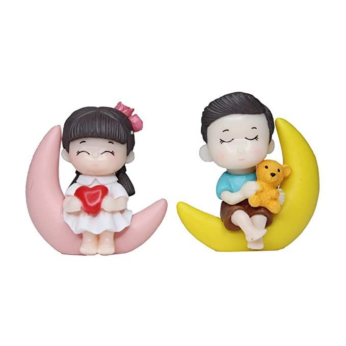 Dolls on The Moon Cute Couple Garden Miniature (Pink & Yellow) 2 Pc/Set