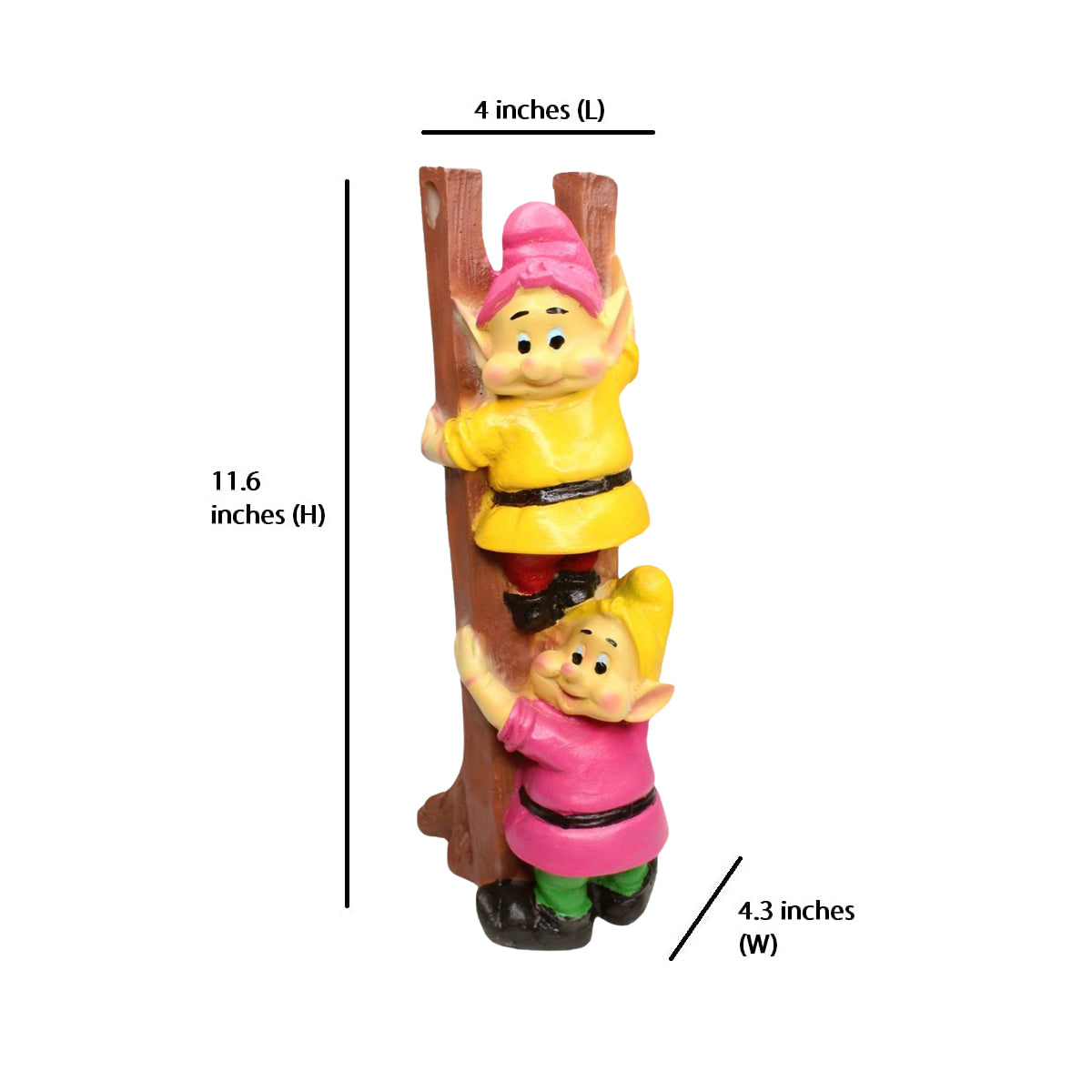 Wonderland  Resin Funny 2 Gnomes on Ladder Santa Idol, Standard (Style 02)