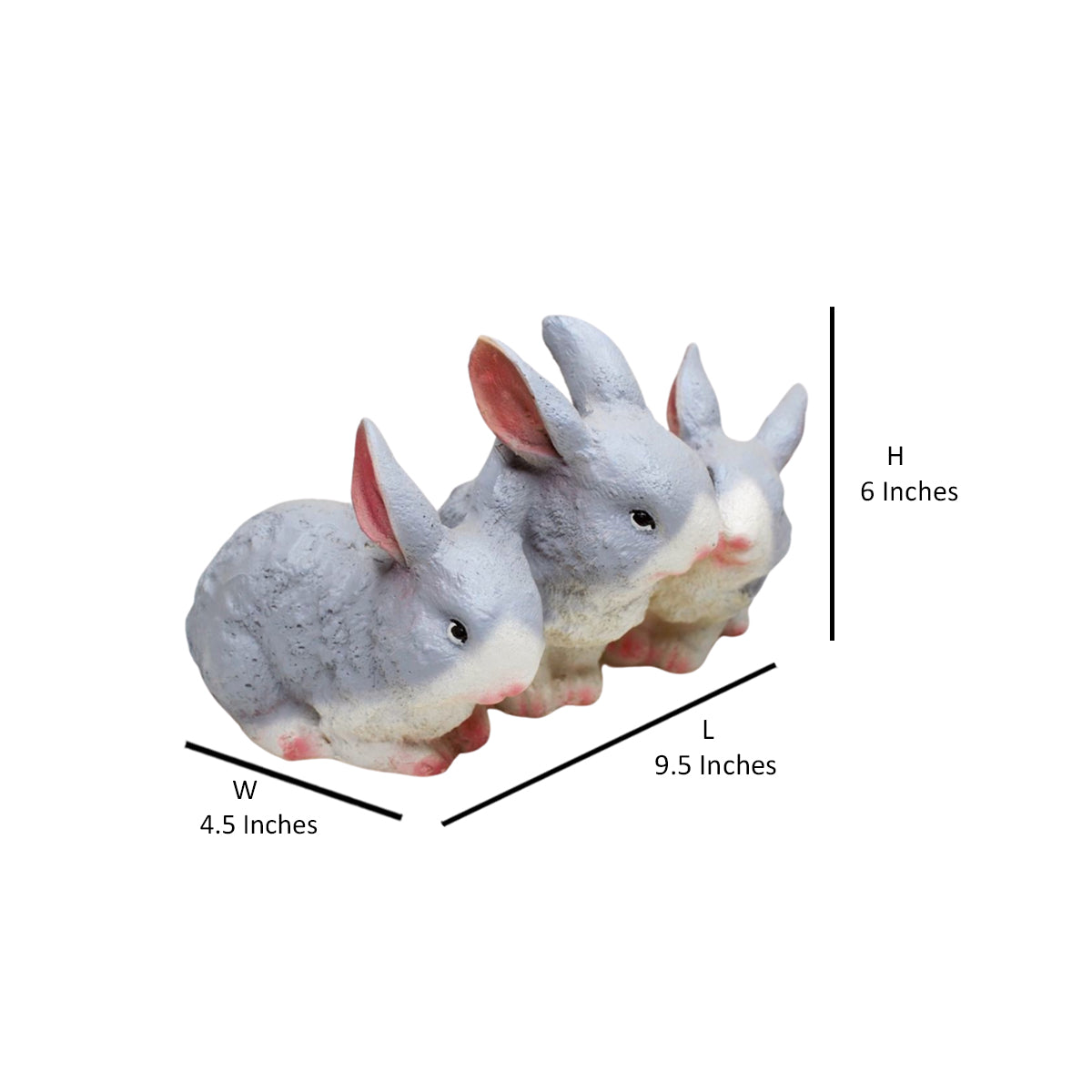 Wonderland Poly Resin Three Joint Rabbits for Garden Decoration, Home Decoration, Lawn Decor, Animal Figures