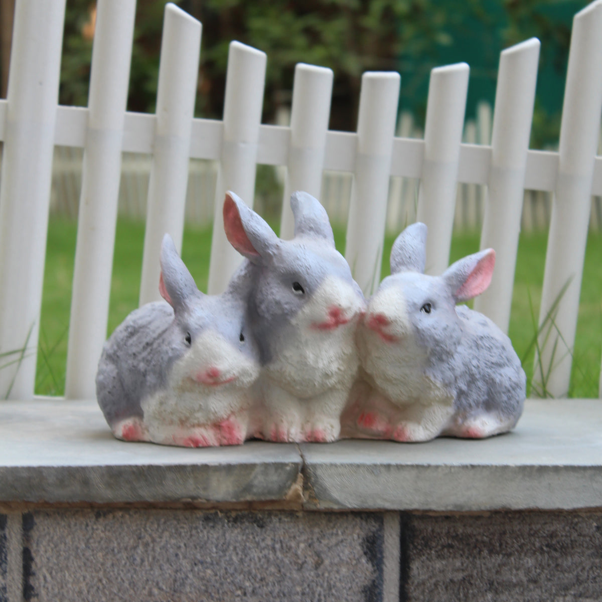 Wonderland Poly Resin Three Joint Rabbits for Garden Decoration, Home Decoration, Lawn Decor, Animal Figures