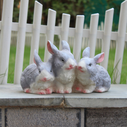 Wonderland Poly Resin Three Joint Rabbits for Garden Decoration, Home Decoration, Lawn Decor, Animal Figures