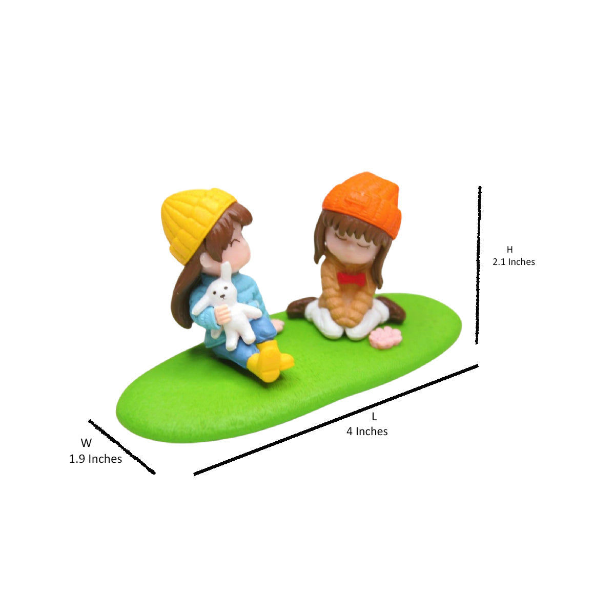 Wonderland imported miniatures ( pack of 4 ) girls on grass