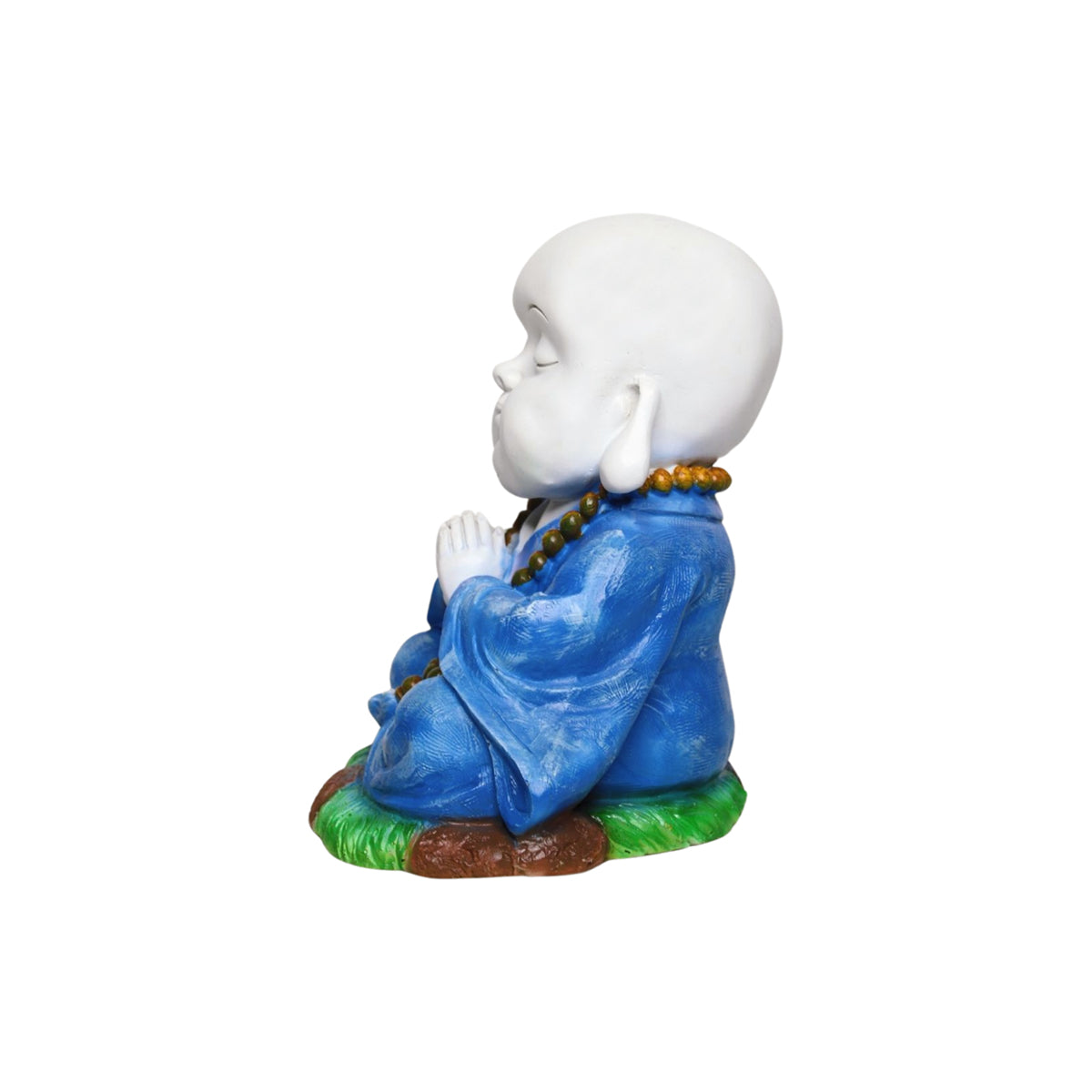 Wonderland SET of 2 : Namaste Baby Monks blue resin, garden statue, home decoration, balcony decor, garden decor