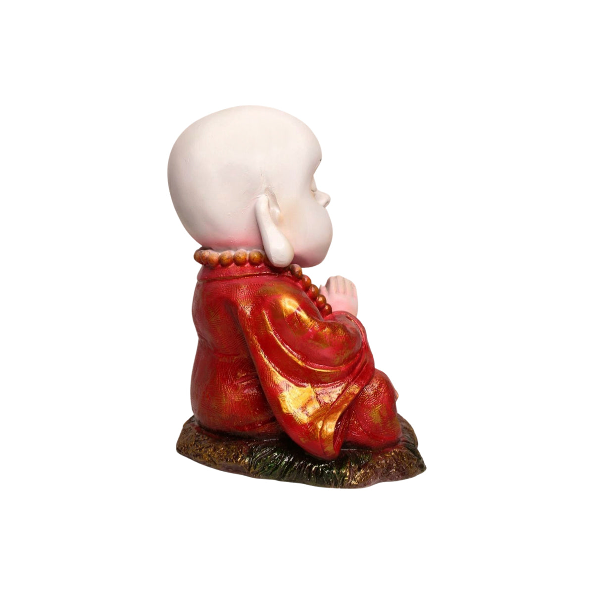 Wonderland SET of 2 : Namaste Baby Monks red resin, garden statue, home decoration, balcony decor, garden decor