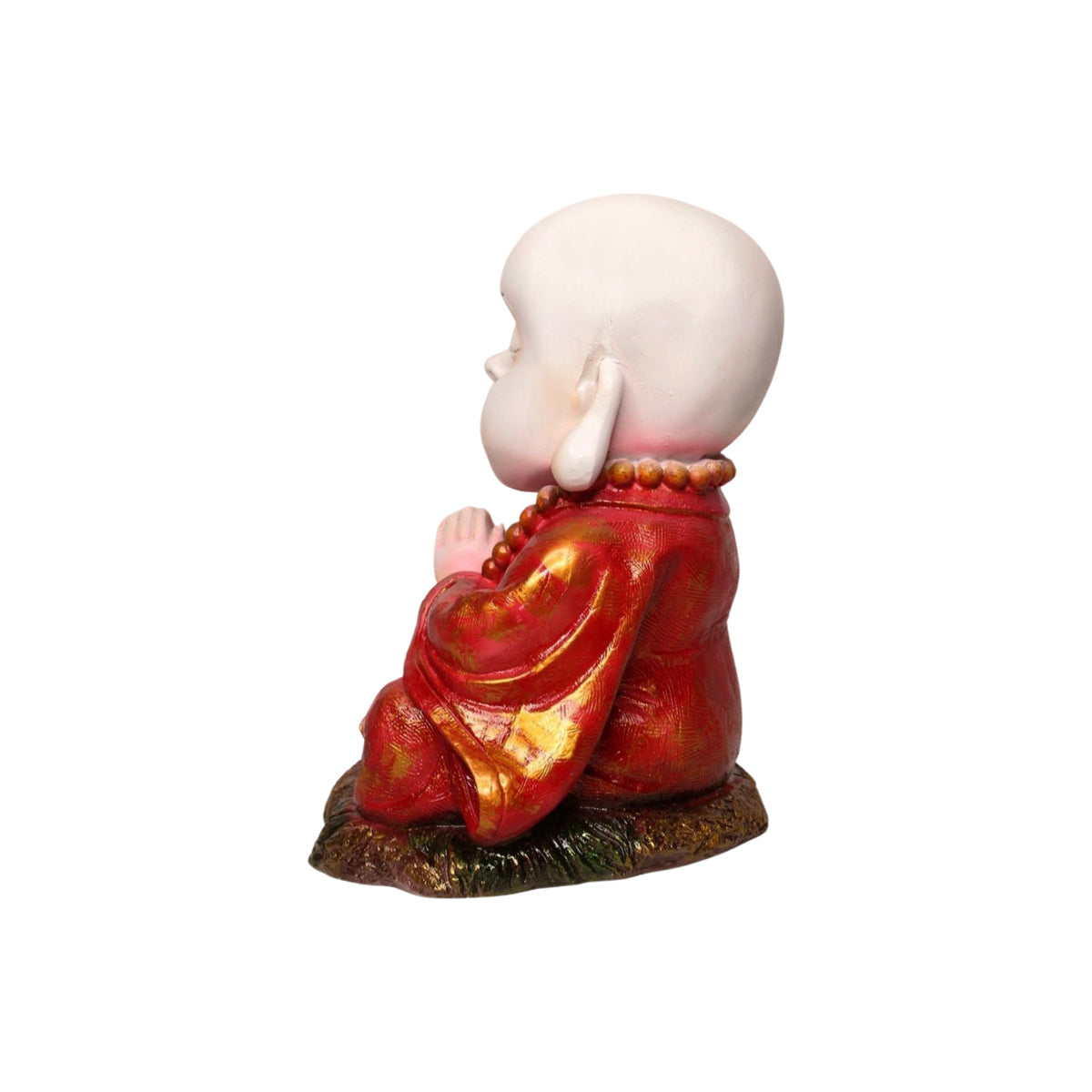 Wonderland SET of 2 : Namaste Baby Monks red resin, garden statue, home decoration, balcony decor, garden decor