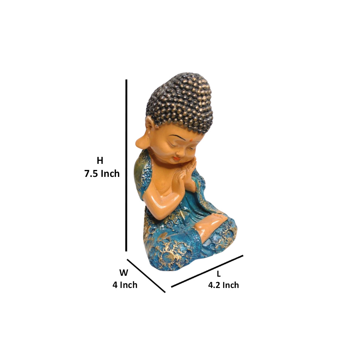 Wonderland Thinking Baby Monk (Blue) showpiece, statue, idol, home decor items for living rooms, garden, balcony