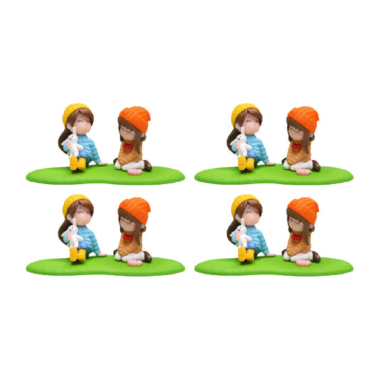 Wonderland imported miniatures ( pack of 4 ) girls on grass