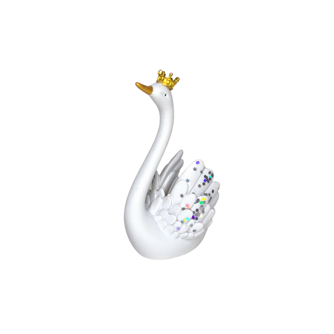 Wonderland (Set of 2) Imported Resin Beautiful Crown White Swan Couple| Shelf Décor | Miniature Figurine| Shelf Décor | Resin Home décor | Gift Items