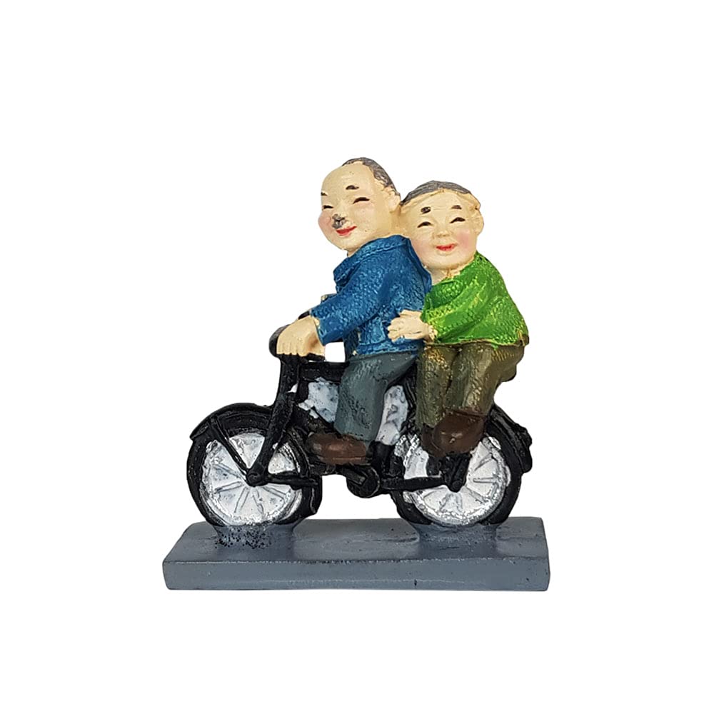 Old Couple on Cycle (Single pc) Miniature Garden Decorations, Terranium décor, Miniature Fairy Garden