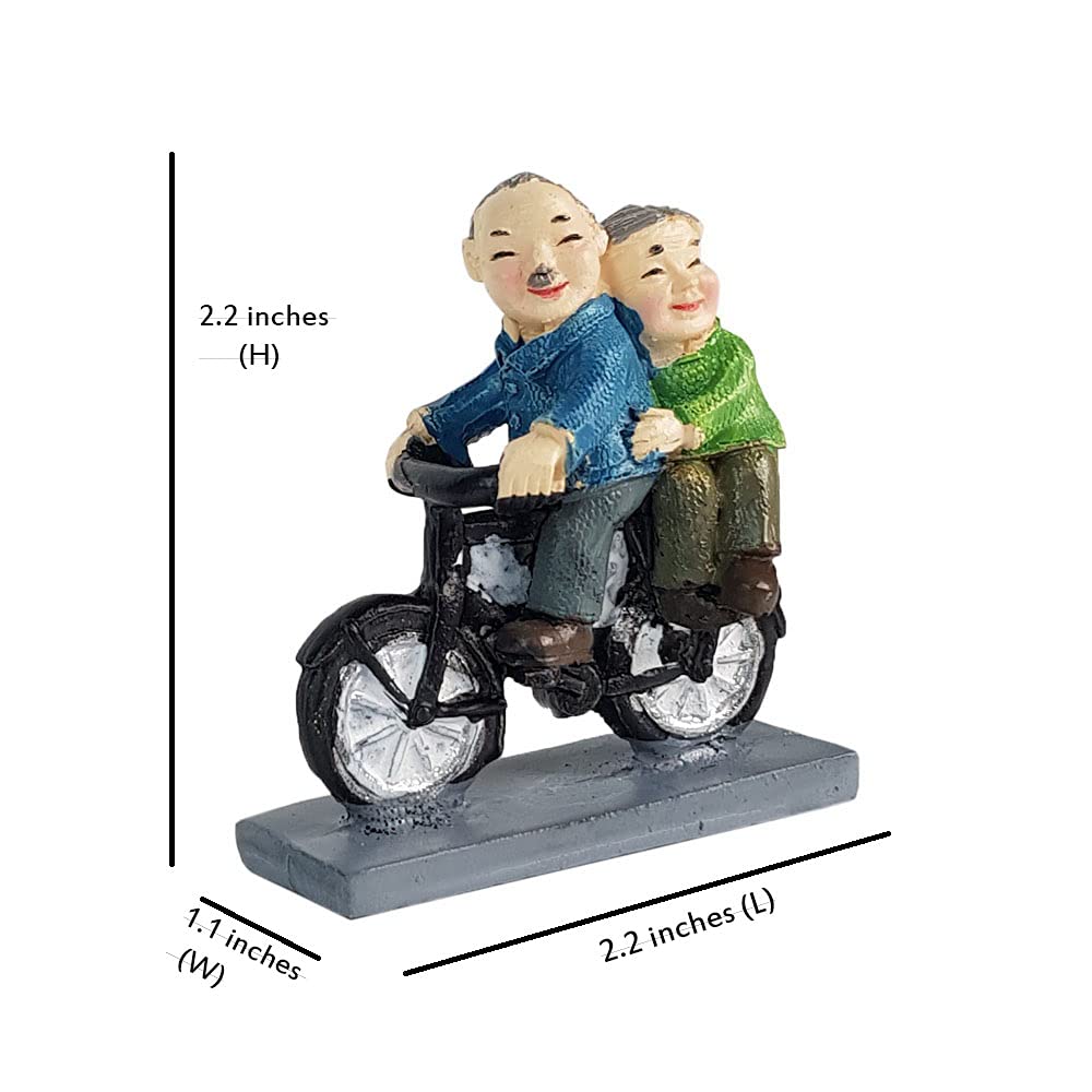 Old Couple on Cycle (Single pc) Miniature Garden Decorations, Terranium décor, Miniature Fairy Garden