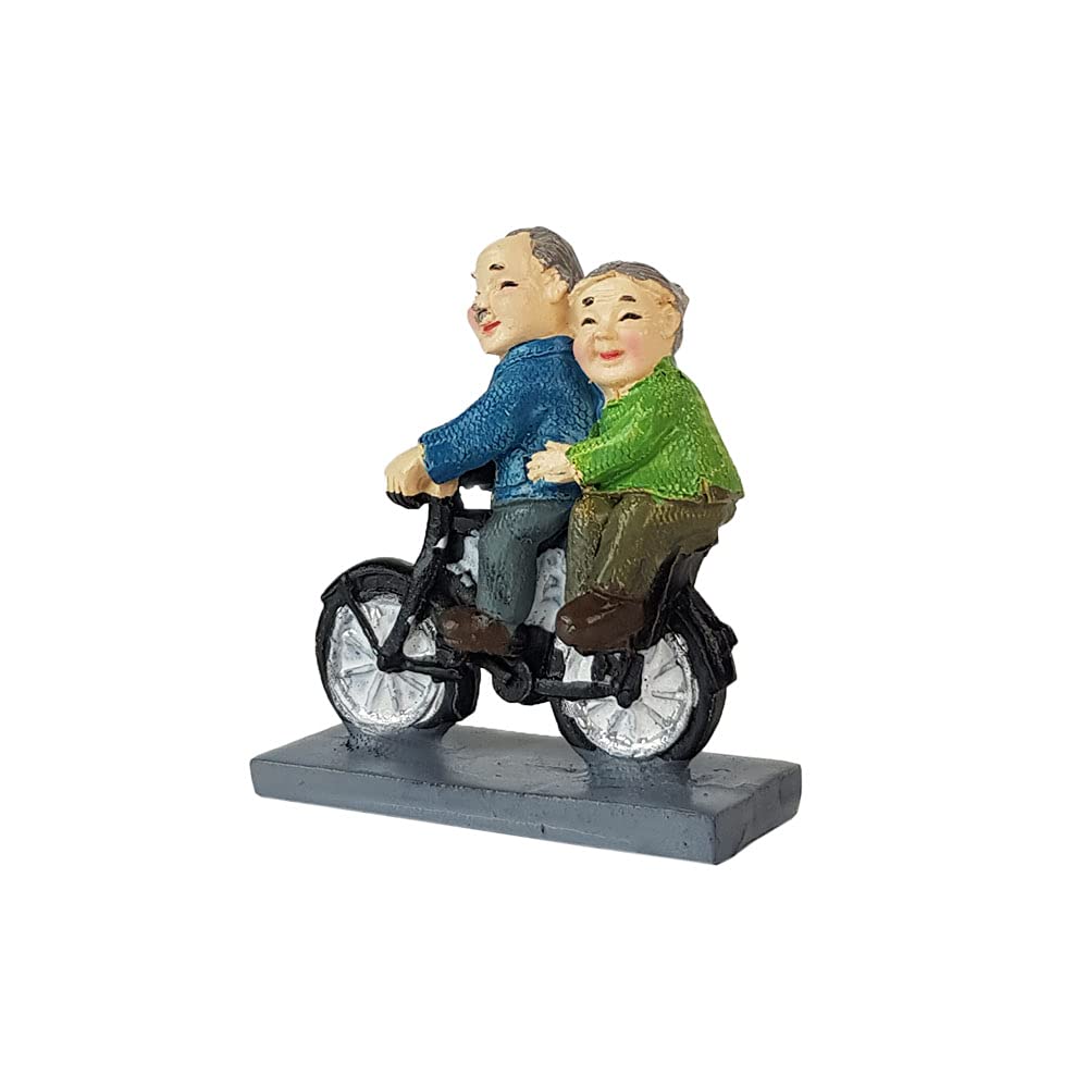 Old Couple on Cycle (Single pc) Miniature Garden Decorations, Terranium décor, Miniature Fairy Garden