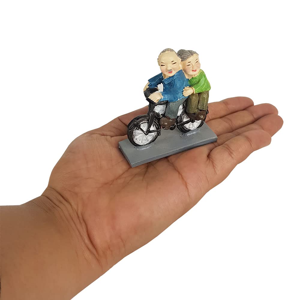 Old Couple on Cycle (Single pc) Miniature Garden Decorations, Terranium décor, Miniature Fairy Garden