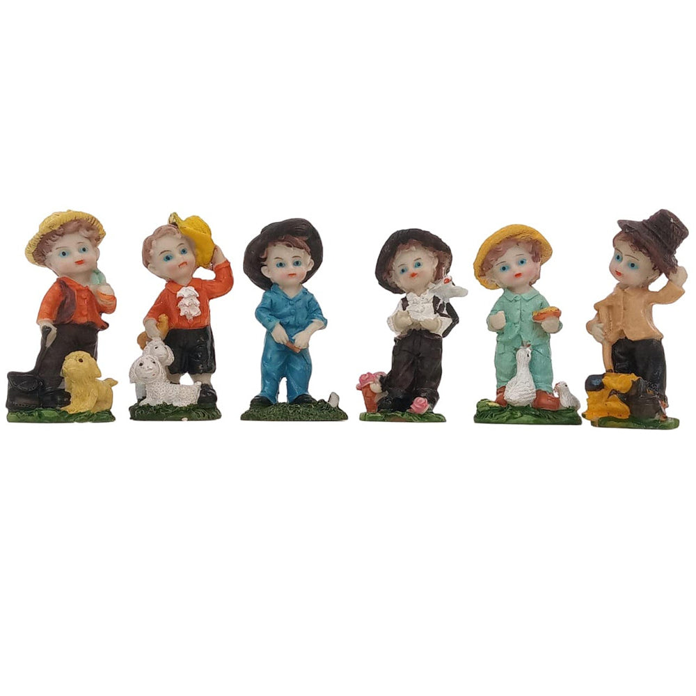 Miniature Toys : (Set of 6) Boys for Fairy Garden Accessories