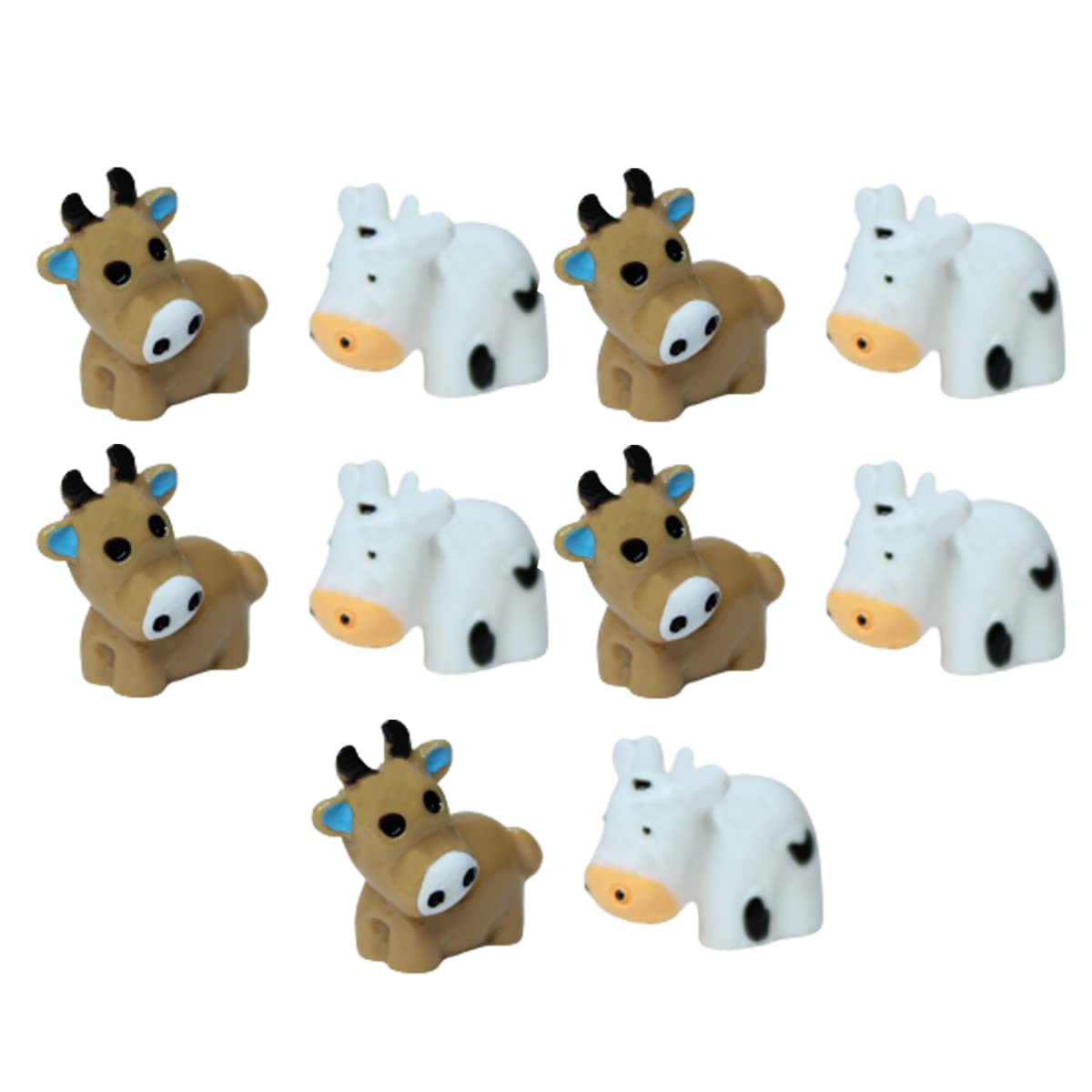 (Set of 10) Brown Cow Miniature Fairy Garden Toys, Miniature Garden Decorations