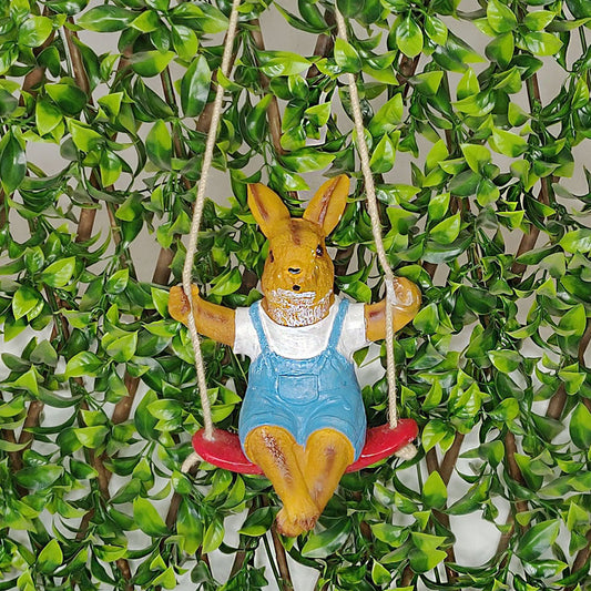 Rabbit on Swing for Garden Decoration