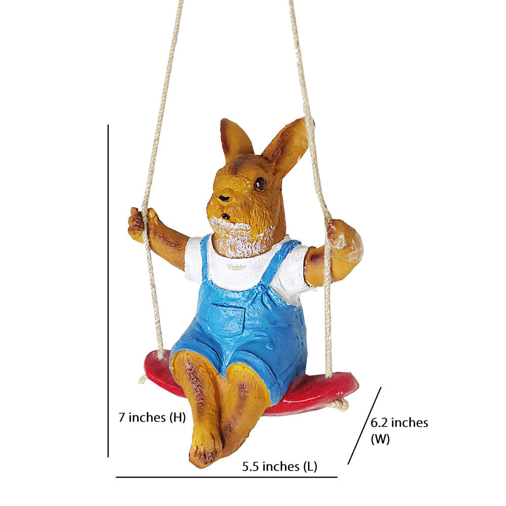 Rabbit on Swing for Garden Decoration