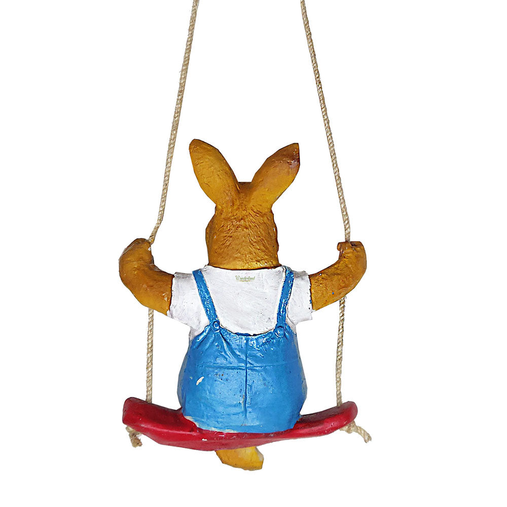 Rabbit on Swing for Garden Decoration