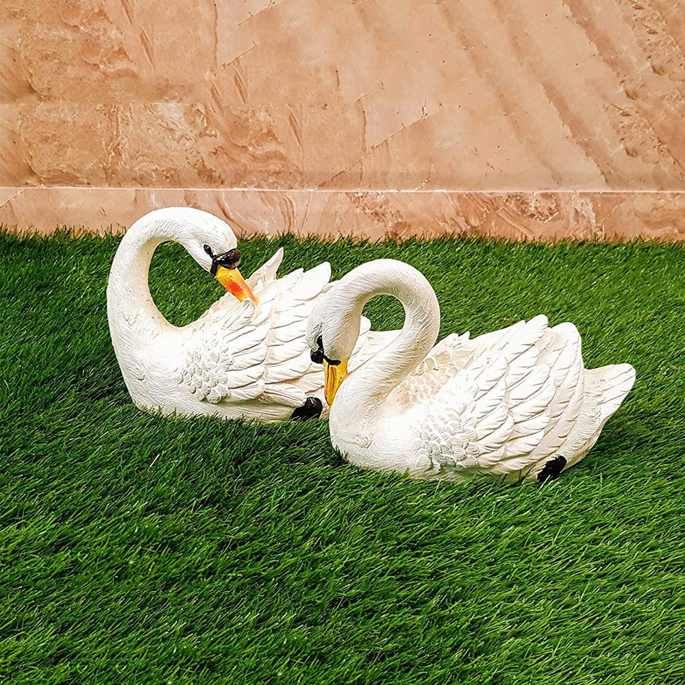 (Pack of 2) Swan Front & Back Statue for Garden Decoration