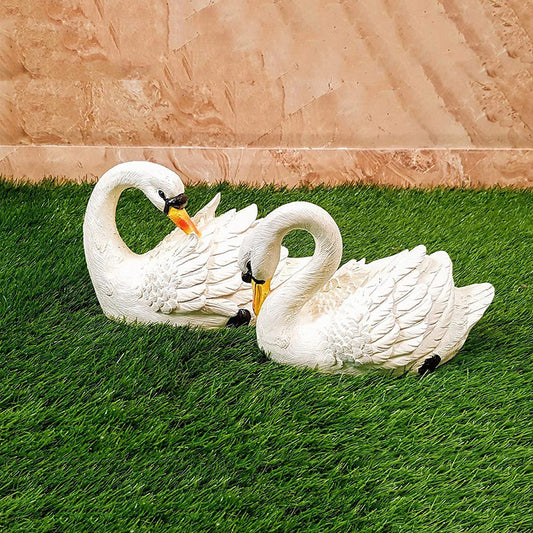 (Pack of 2) Swan Front & Back Statue for Garden Decoration