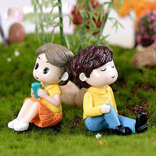 Miniature Toys : (Set of 2) Kids Sitting sipping for Fairy Garden Accessories