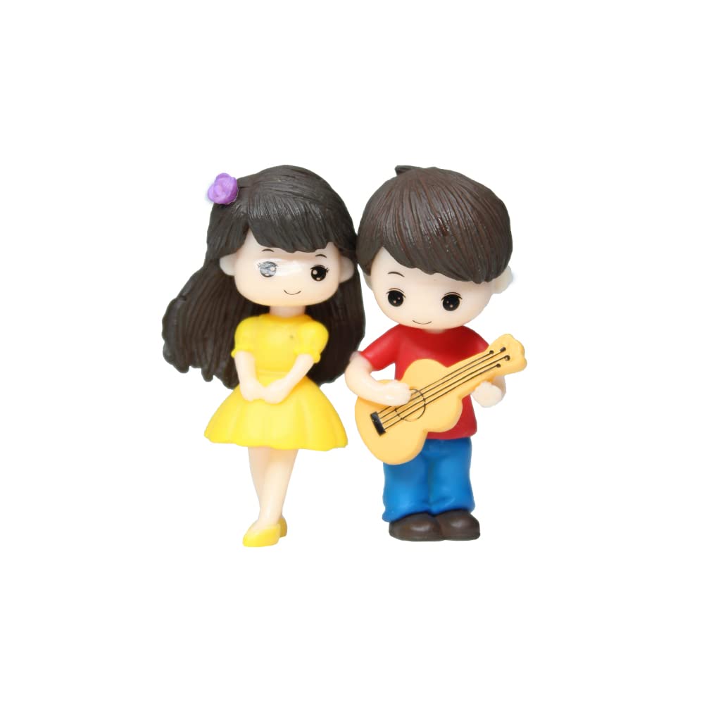 (Set of 1) Girl & boy Playing Guitar Couple Garden Miniature for Landscape Decoration