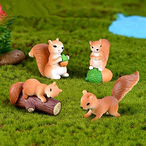 (Set of 4) Squirrels Garden Miniature Figurine