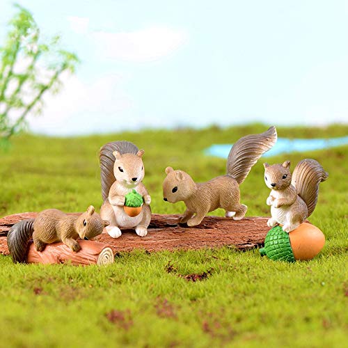 (Set of 4) Squirrels Garden Miniature Figurine